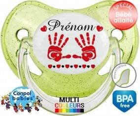 Main de bébé turquie + prénom: Sucette Physiologique-su7.fr