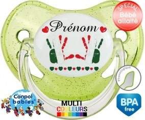 Main de bébé italie + prénom: Sucette Physiologique-su7.fr