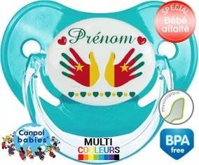 Tetine Main de bébé cameroun + prénom embout Physiologique personnalisée