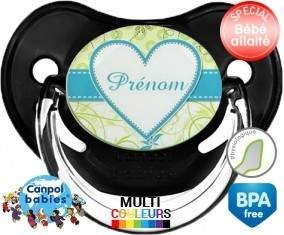 Coeur turquoise + prénom: Sucette Physiologique-su7.fr