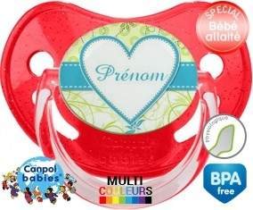 Coeur turquoise + prénom: Sucette Physiologique-su7.fr