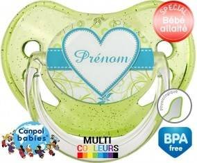 Coeur turquoise + prénom: Sucette Physiologique-su7.fr