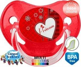 Coeur fleur rouge + prénom: Sucette Physiologique-su7.fr