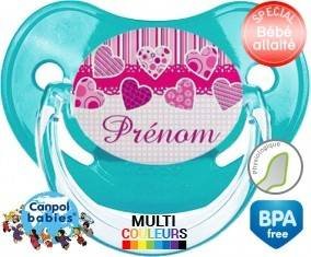 Originale cœur rose + prénom: Sucette Physiologique-su7.fr