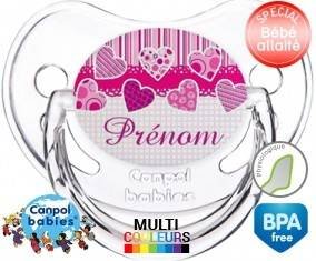 Originale cœur rose + prénom: Sucette Physiologique-su7.fr