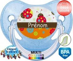 Coccinelles et fleurs + prénom: Sucette Physiologique-su7.fr