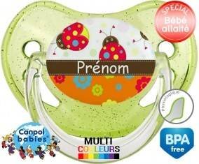 Coccinelles et fleurs + prénom: Sucette Physiologique-su7.fr