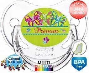 Papillons multicolores + prénom: Sucette Physiologique-su7.fr