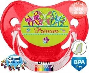 Papillons multicolores + prénom: Sucette Physiologique-su7.fr