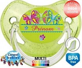 Papillons multicolores + prénom: Sucette Physiologique-su7.fr