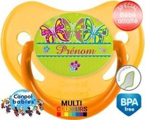 Papillons multicolores + prénom: Sucette Physiologique-su7.fr