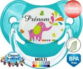Eléphant rose style2 + prénom : Sucette Physiologique personnalisée