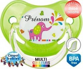Eléphant rose style2 + prénom: Sucette Physiologique-su7.fr
