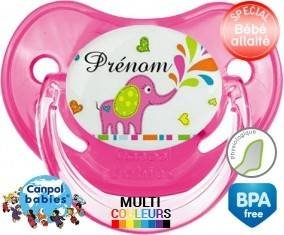 Eléphant rose style2 + prénom: Sucette Physiologique-su7.fr