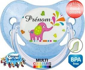 Eléphant rose style2 + prénom: Sucette Physiologique-su7.fr