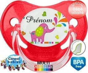 Eléphant rose style2 + prénom: Sucette Physiologique-su7.fr