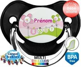 Baby rose fleurs + prénom: Sucette Physiologique-su7.fr