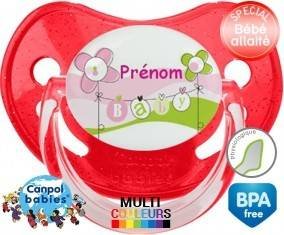Baby rose fleurs + prénom: Sucette Physiologique-su7.fr