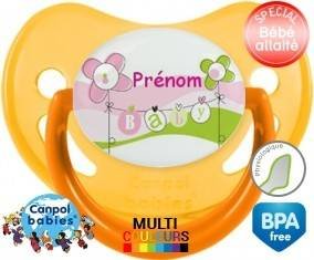 Baby rose fleurs + prénom: Sucette Physiologique-su7.fr