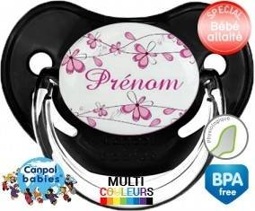 Fleurs rose + prénom: Sucette Physiologique-su7.fr