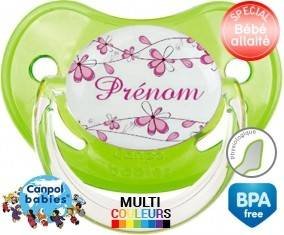 Fleurs rose + prénom: Sucette Physiologique-su7.fr