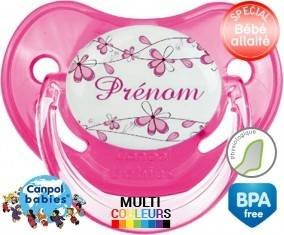 Fleurs rose + prénom: Sucette Physiologique-su7.fr