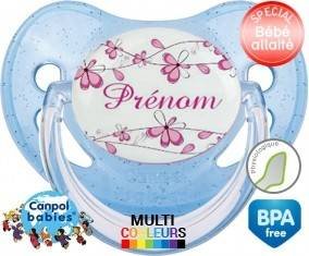 Fleurs rose + prénom: Sucette Physiologique-su7.fr