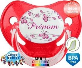 Fleurs rose + prénom: Sucette Physiologique-su7.fr