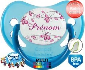 Fleurs rose + prénom: Sucette Physiologique-su7.fr