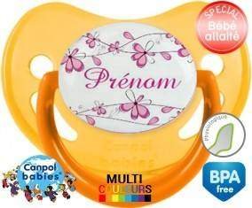 Fleurs rose + prénom: Sucette Physiologique-su7.fr