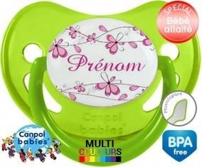 Fleurs rose + prénom: Sucette Physiologique-su7.fr