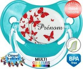 Papillons rouge + prénom: Sucette Physiologique-su7.fr