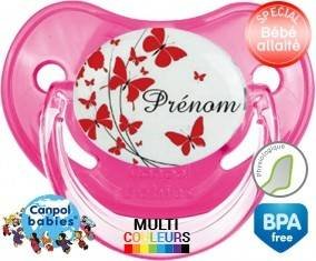 Papillons rouge + prénom: Sucette Physiologique-su7.fr