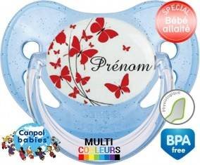 Papillons rouge + prénom: Sucette Physiologique-su7.fr