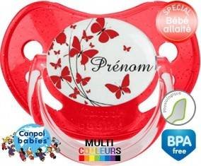 Papillons rouge + prénom: Sucette Physiologique-su7.fr