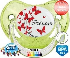 Papillons rouge + prénom: Sucette Physiologique-su7.fr