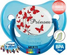 Papillons rouge + prénom: Sucette Physiologique-su7.fr