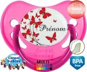 Papillons rouge + prénom: Sucette Physiologique-su7.fr
