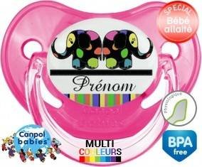 Eléphant multicolore + prénom: Sucette Physiologique-su7.fr