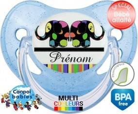 Eléphant multicolore + prénom: Sucette Physiologique-su7.fr