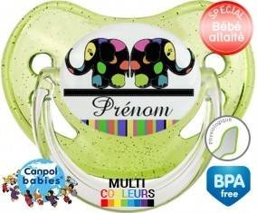 Eléphant multicolore + prénom: Sucette Physiologique-su7.fr