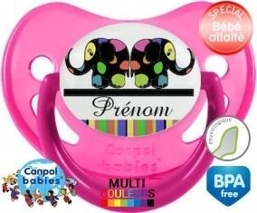 Eléphant multicolore + prénom: Sucette Physiologique-su7.fr