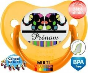 Eléphant multicolore + prénom: Sucette Physiologique-su7.fr