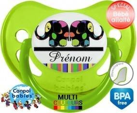 Eléphant multicolore + prénom: Sucette Physiologique-su7.fr