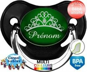 Couronne verte + prénom: Sucette Physiologique-su7.fr