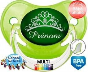 Couronne verte + prénom: Sucette Physiologique-su7.fr