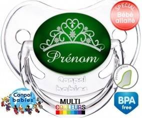 Couronne verte + prénom: Sucette Physiologique-su7.fr