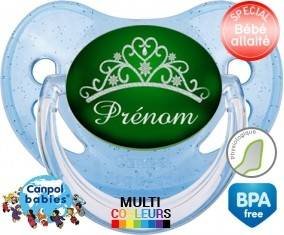 Couronne verte + prénom: Sucette Physiologique-su7.fr