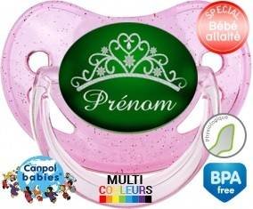 Couronne verte + prénom: Sucette Physiologique-su7.fr