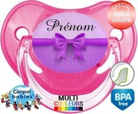 Noeud papillon violet + prénom: Sucette Physiologique-su7.fr